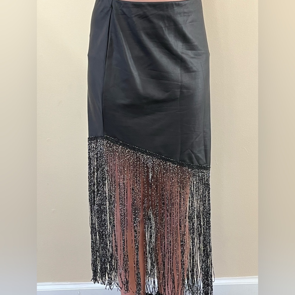 NWT - First Love - Faux Leather Metallic Fringe Skirt - Woman's Size Small - Picture 2 of 6